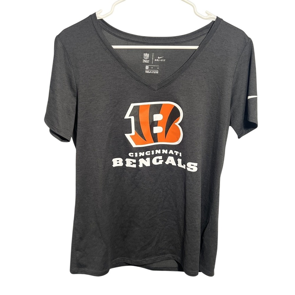Nike Cincinnati Bengals NFL Dri-FIT V-Neck T-Shirt Women's Medium Charcoal‎ Grey